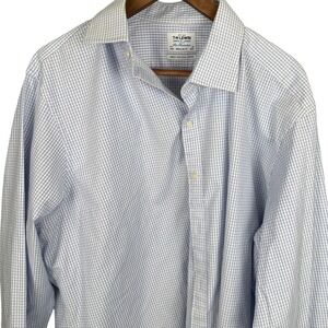 TM Lewin Mens Regular Fit Dress Shirt Blue White Check French Cuff 17.5 44cm